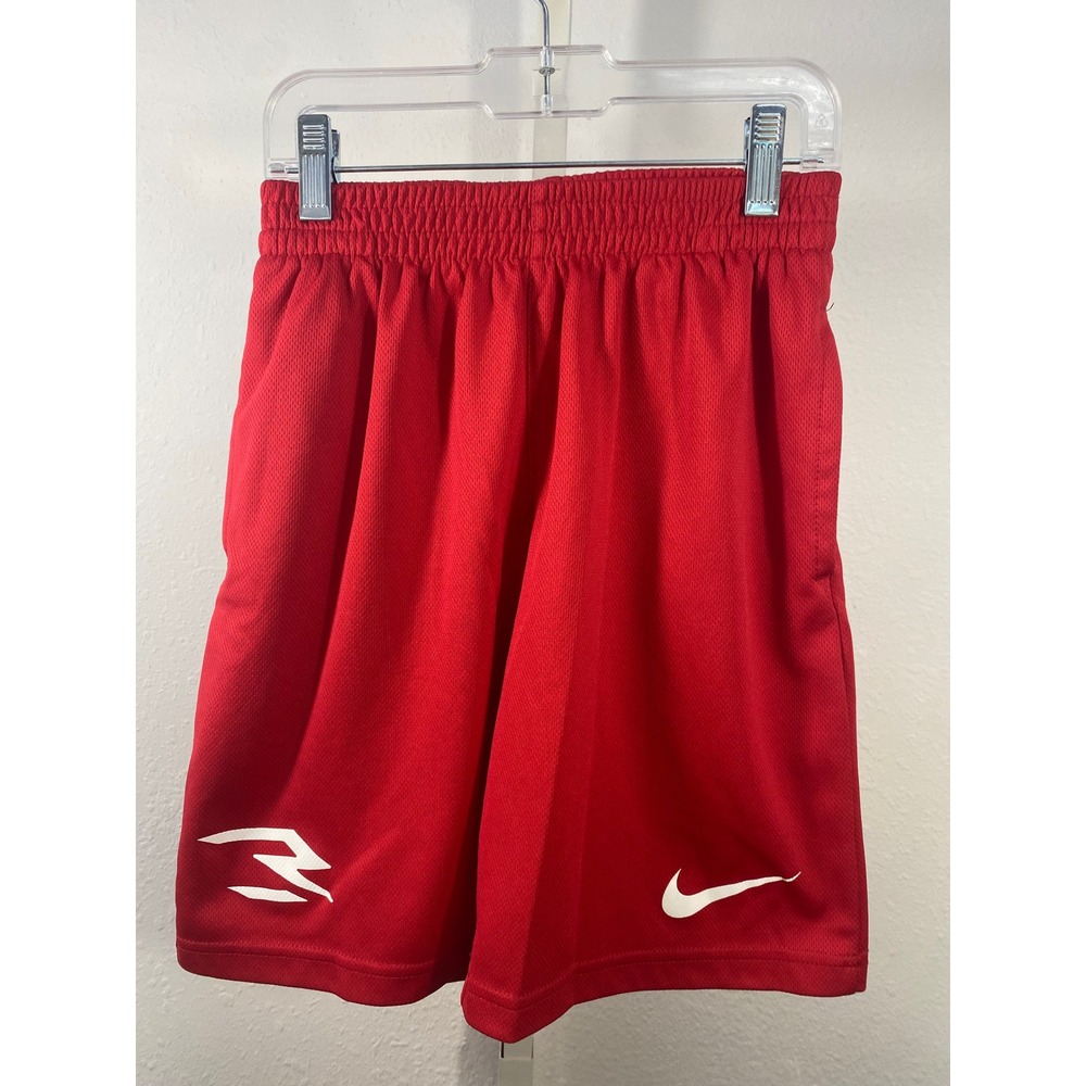 Nike 3 Brand Russell Wilson Boys Red Mesh Athletic Shorts Size Medium 10-12